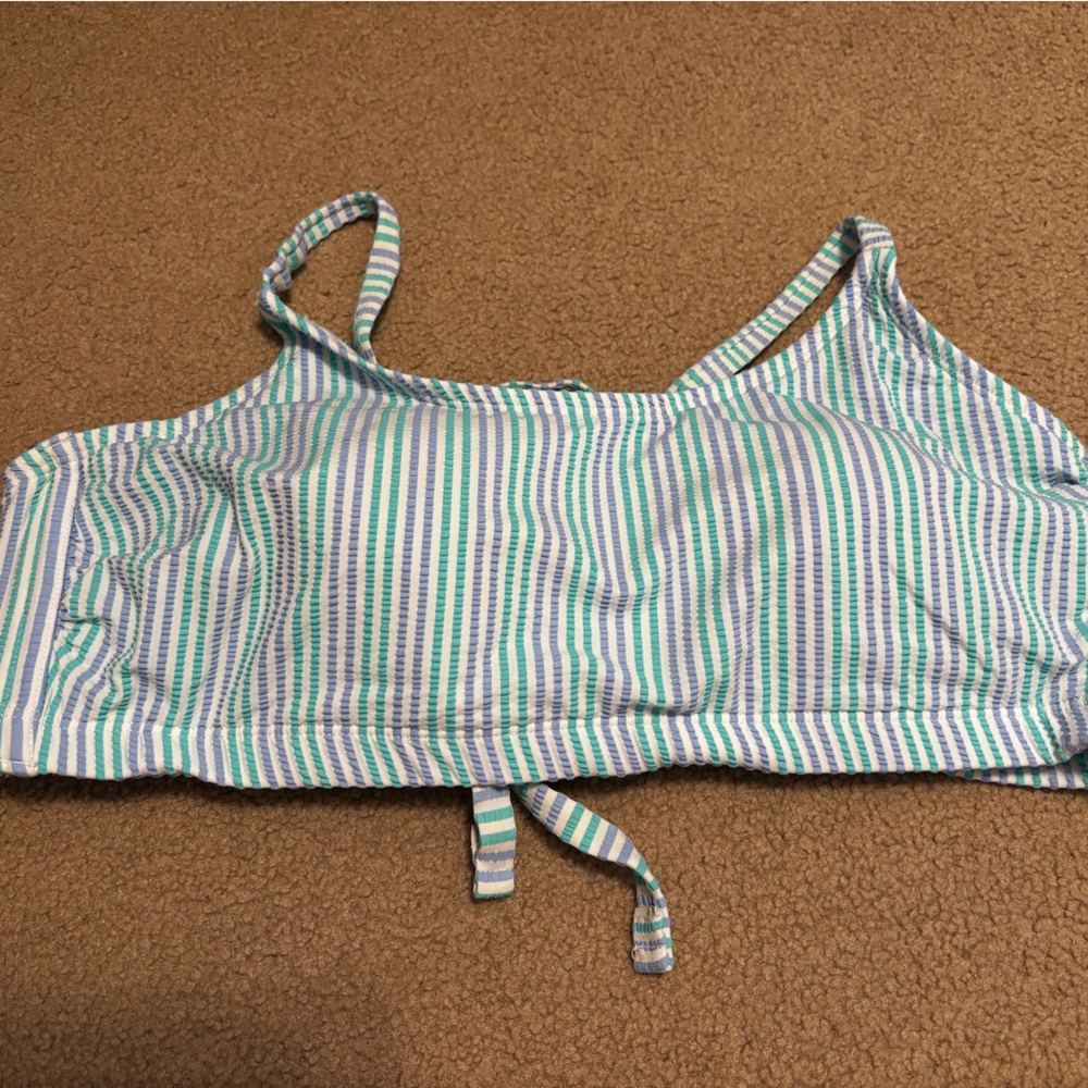 Xhilaration Blue and White Striped Top